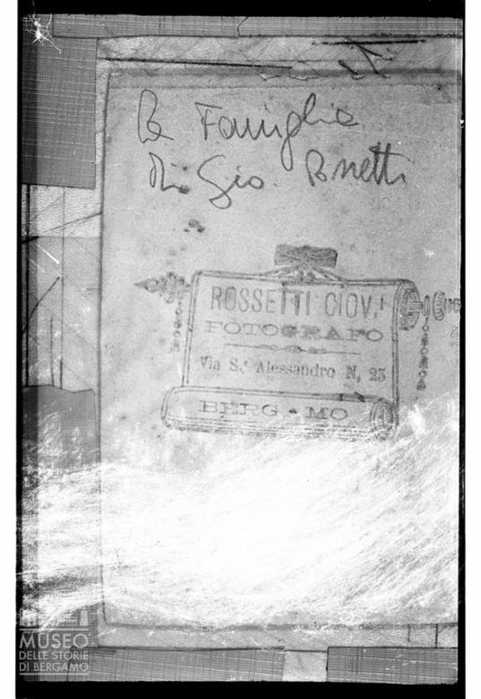 Verso di carte de visite rappresentante la famiglia Rossetti